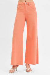 Tummy Control High Rise Wide Leg Palazzo Jeans With Plus Size Risen CORAL PEACH 0